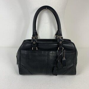 Coach Vintage Black Leather Satchel Handbag - Classic Hamptons Style